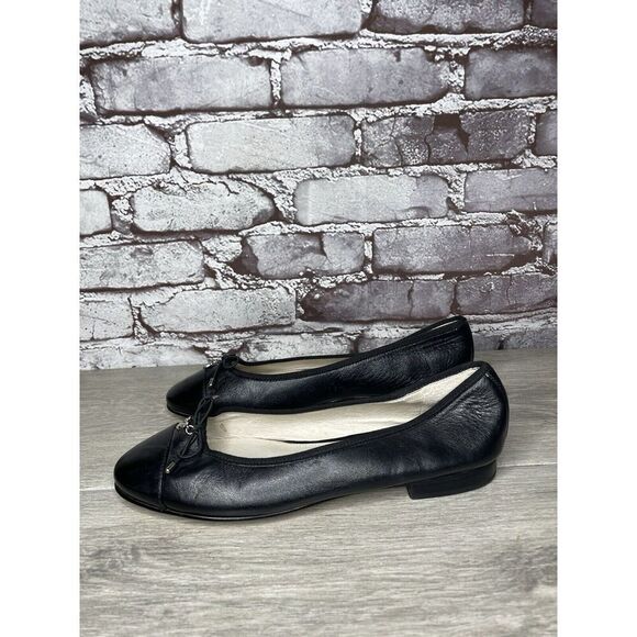Sam Edelman Sara Black Leather Cap Toe Bow Ballet Flats Women Sz 8M US/39EU - Picture 1 of 16